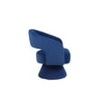 thumbnail image 3 of 360 Degree Swivel Barrel Chair with Wraparound Backrest, Velvet TV Armchair with Round Wood Base for Office, Living Room & Bedroom, Blue, 3 of 7