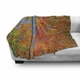 thumbnail image 3 of Leaves Soft Flannel Fleece Blanket, Falls Colors National Country Park Nature Observation Base Perspective Photo, Cozy Plush for Indoor and Outdoor Use, 50" x 70", Orange Blue Green, by Ambesonne, 3 of 6