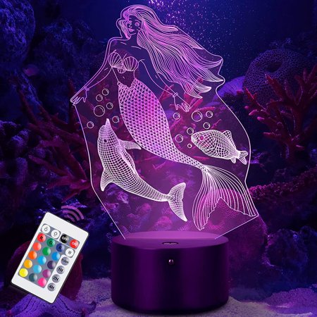 

Shxx Mermaid Night Light Metplus 3d Illusion Lamp Led Hologram Lights Kids Room Decor Lampeez Birthday Christmas Gifts 3d9l-20