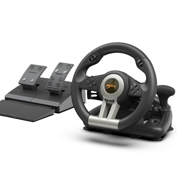 PXN V3 PRO PC Racing Wheel 180 Degree Universal USB Car Sim Game Steering Wheel with Pedals for Xbox One, Xbox Series S/X, PS3, PS4, Switch (Black)
