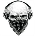 thumbnail image 3 of Grunge Duvet Cover Set, Gothic Skull with Bandanna and Headphones Musical Dead Man Illustration, Decorative 2 Piece Bedding Set with 1 Pillow Shams, Twin Size, Pale Grey Black, by Ambesonne, 3 of 3