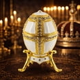 thumbnail image 2 of 1890 Danish Palaces Royal Imperial Easter Egg in White, 2 of 7