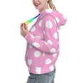 thumbnail image 2 of Balery Pink And White Polka Dot Pattern Womens Long Sleeve Hoodie, Pullover Hooded Sweatshirt, Kangaroo Pocket Hoodie with Eye-catching Drawstrings-Medium, 2 of 7