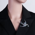 thumbnail image 3 of Langgg Bird Shaped Brooch Shining Rhinestone Swallow Badge Pin Collar Scarf Clothes Decor Chest Pin BC18Y0222-2, 3 of 8