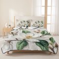 thumbnail image 3 of Twin XL Quilt Set 68''x98'', Flowers Leaves Lightweight Bedspread Coverlet Set with 2 Pillow Shams, Farmhouse White Botanical Magnolia Retro Breathable All Season Quilt Bedding for Dorm/Guest Room, 3 of 9