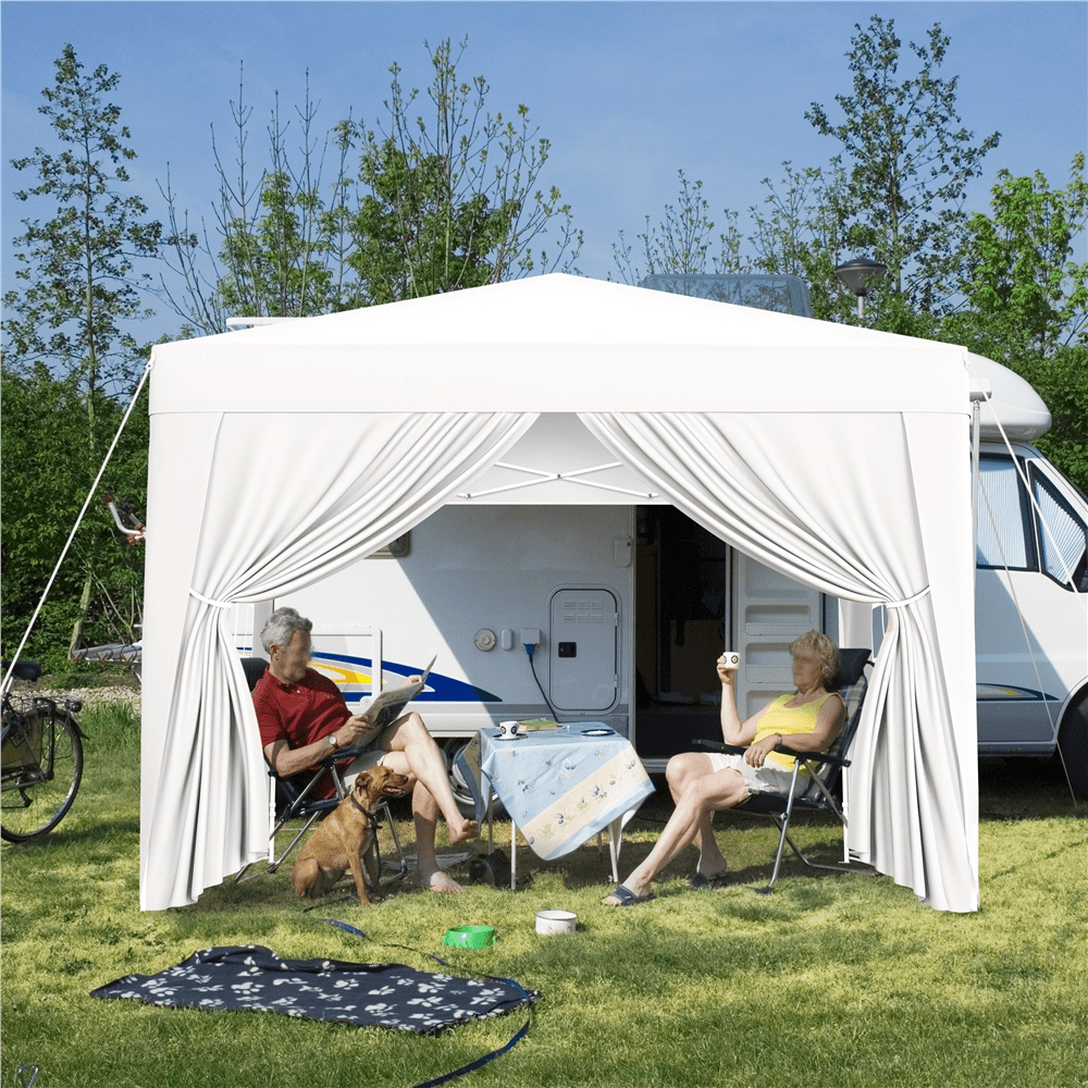 Renwick 10x10 ft Pop Up Canopy Tent with 4 Sidewalls, White