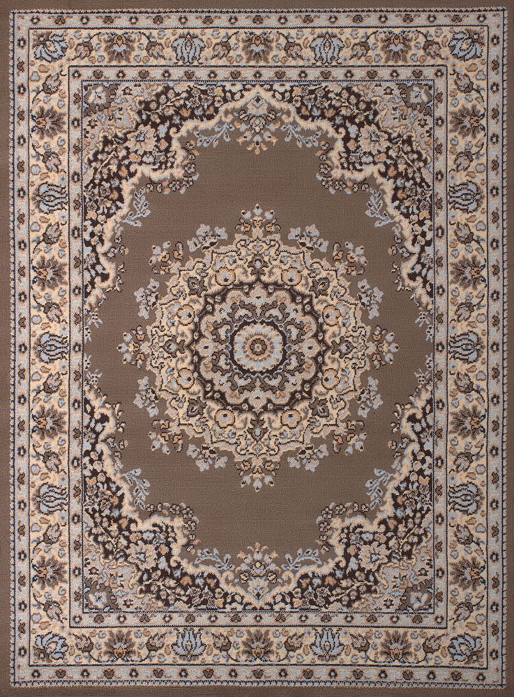 Designer Home Soft Traditional Oriental Area Rug with Center Medallion Actual Size 7' 10" x 10' 6" Rectangle (Ash Beige) - image 2 of 5