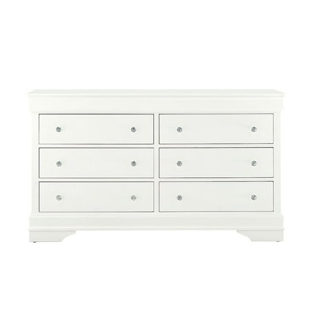 Global Furniture USA Traditional Glam Pompei Metallic White Dresser, Metallic White