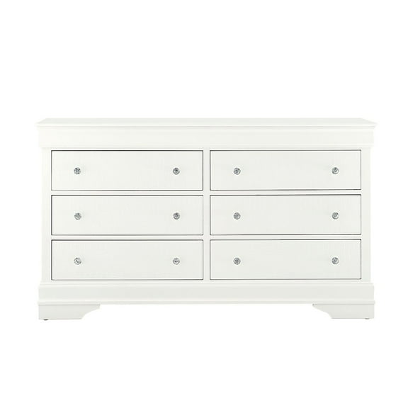 Global Furniture USA Traditional Glam Pompei Metallic White Dresser, Metallic White