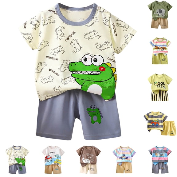 Nwiuh Pajamas for Baby Girls Boys Pajamas Set Soft Toddler Sleepwear Kids Clothes Suit Baby Clothes (6-12 Months, Brown)