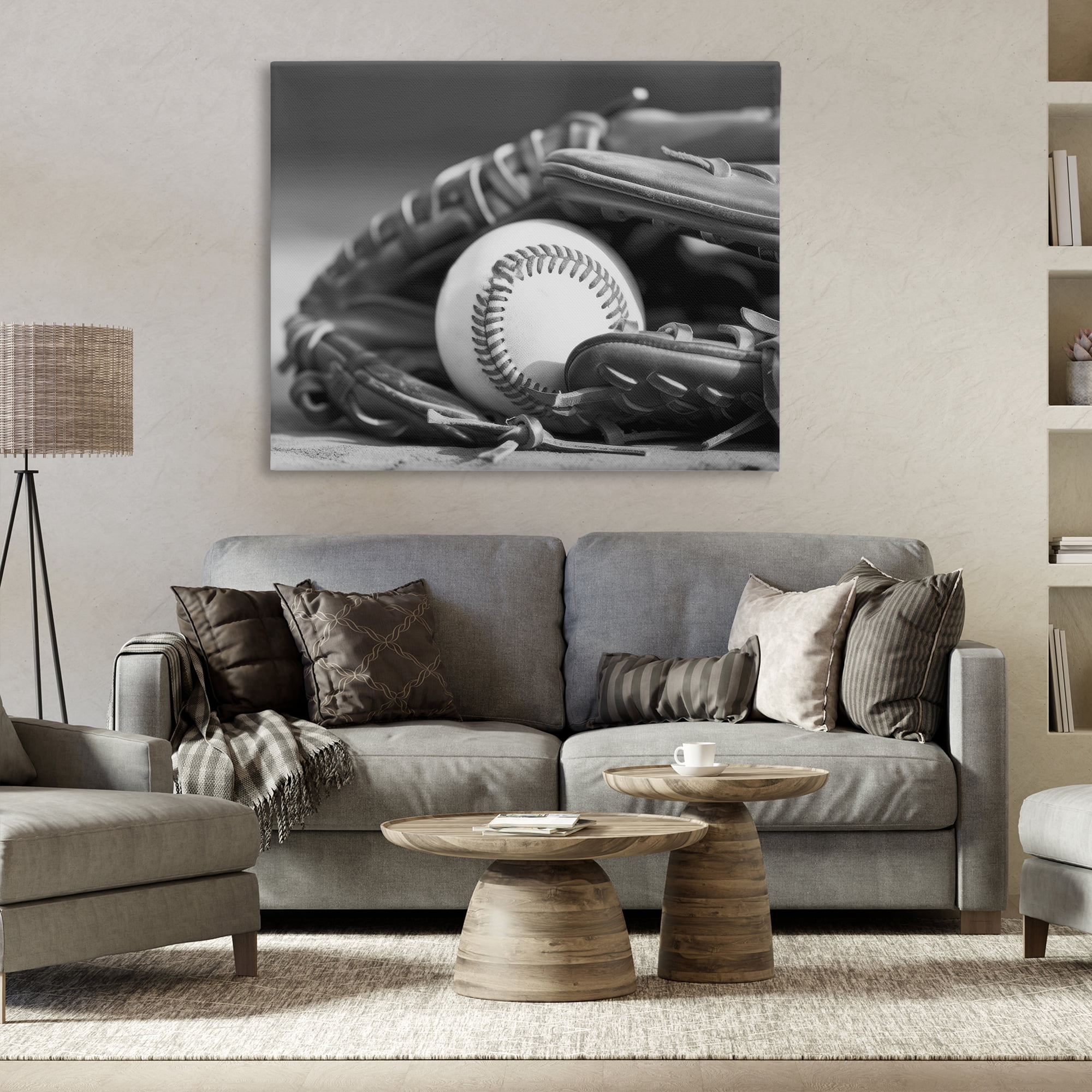 Stupell Industries Baseball Mitt & Ball Sports Photography Wrapped Canvas Art Print Wall Art, 48 x 36