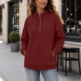 thumbnail image 4 of Cmfcve Women's Fleece Sweatshirts 1/4 Zip Collared Pullover Tops Fall Casual Daily Long Sleeve Shirts with Pockets, 4 of 8
