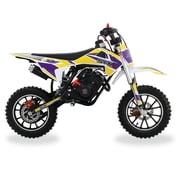 SYX MOTO VK 58cc 4-Stroke Gas Pull Start Mini Bike for Kids, Yellow/Purple
