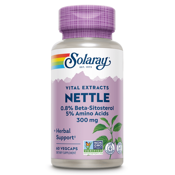 Solaray Nettle Extract 300 mg, Healthy Urinary & Prostate Support for Men, W/ Amino Acids & Beta-Sitosterol, 60 VegCaps