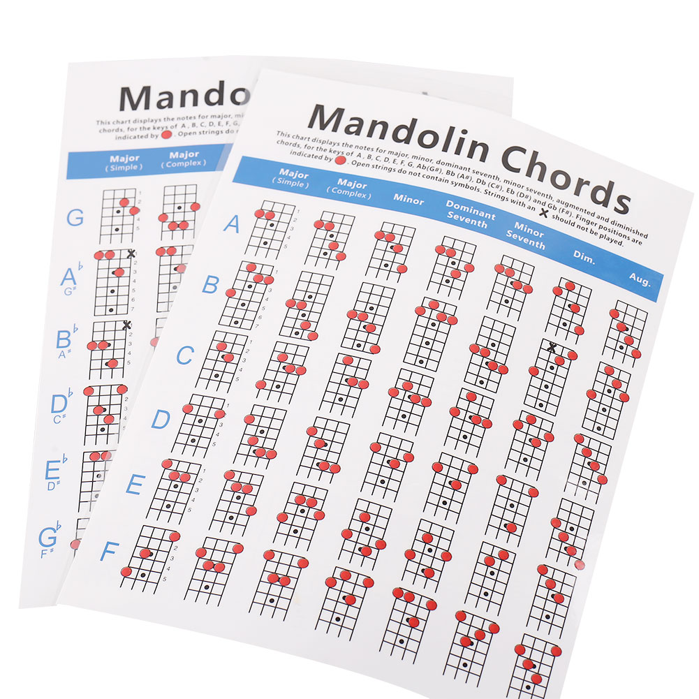 Sijiali Mandolin Beginner Practice Chord Chart Fretboard Instructional