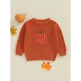 thumbnail image 2 of Toddler Baby Boy Girl Halloween Outfit Knit Chunky Pumpkin Sweaters Crew Neck Pullover Sweatshirt Tops Fall Winter Clothes, 2 of 7
