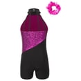 thumbnail image 4 of Doomiva Kids Girls Sleeveless Mock Neck Sequins Latin Jazz Ballet Dance Jumpsuit Biketard Unitard and Hair Scrunchies Hot Pink 10, 4 of 6