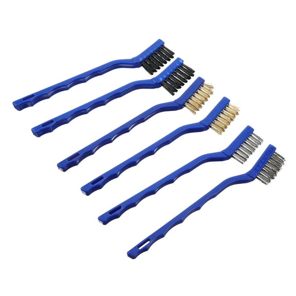 6-Piece Brush Set with Curved Handle, Wire Bristle Masonry Scrub Brushes for Cleaning and Prep