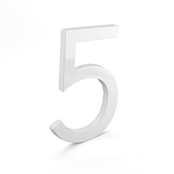 Montague Metal Products 12" White Floating or Flat Modern House Numbers 0-9 - 5