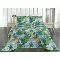 thumbnail image 2 of Ambesonne Hawaii Vibes Quilted Bedspread Set 3 Pcs, Aloha Themed Palm Art, Twin, Seafoam Fern Green Dusk, 2 of 4