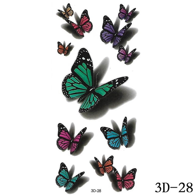 Pegatinas de tatuajes de mariposa 3D, arte corporal, flor, resistente al agua, tatuaje temporal, brazo, muñeca, tatuajes falsos Gao Jinjia LED