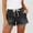 Black, variant on Women’s Drawstring Elastic Waist Denim Cuffed Shorts, 5"Inseam Gray,Size S-2XL