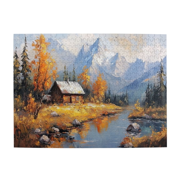 500 PCS Lakeside Forests Chalet 500 Piece Puzzle For Adults,Relax Yourself,Great For Relaxation And Display For Puzzle Enthusiast,Classic Wooden Puzzle For Adults,Stunning Artwork
