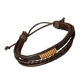 thumbnail image 1 of Punk Rock Hombres Mujeres Multi Strand String Pull Tie Pulsera PU Cuero marrón jinwen Pulsera trenzada ajustable, 1 of 8