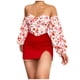 thumbnail image 1 of Camiseta de manga farol con estampado de camisa para mujer, Mini blusa con cintura elástica, regalo para mujer Fridja  gh6725, 1 of 8