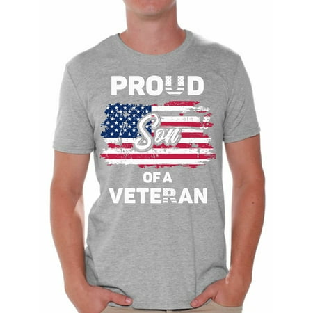 Awkward Styles Proud Son of a Veteran Men Shirt Patriotic Son Gifts Proud Son T shirt Little American USA Veteran Tshirt for Son I'm American Vintage USA Flag Son T-shirt 4th of July (Best Veterans Day Discounts)