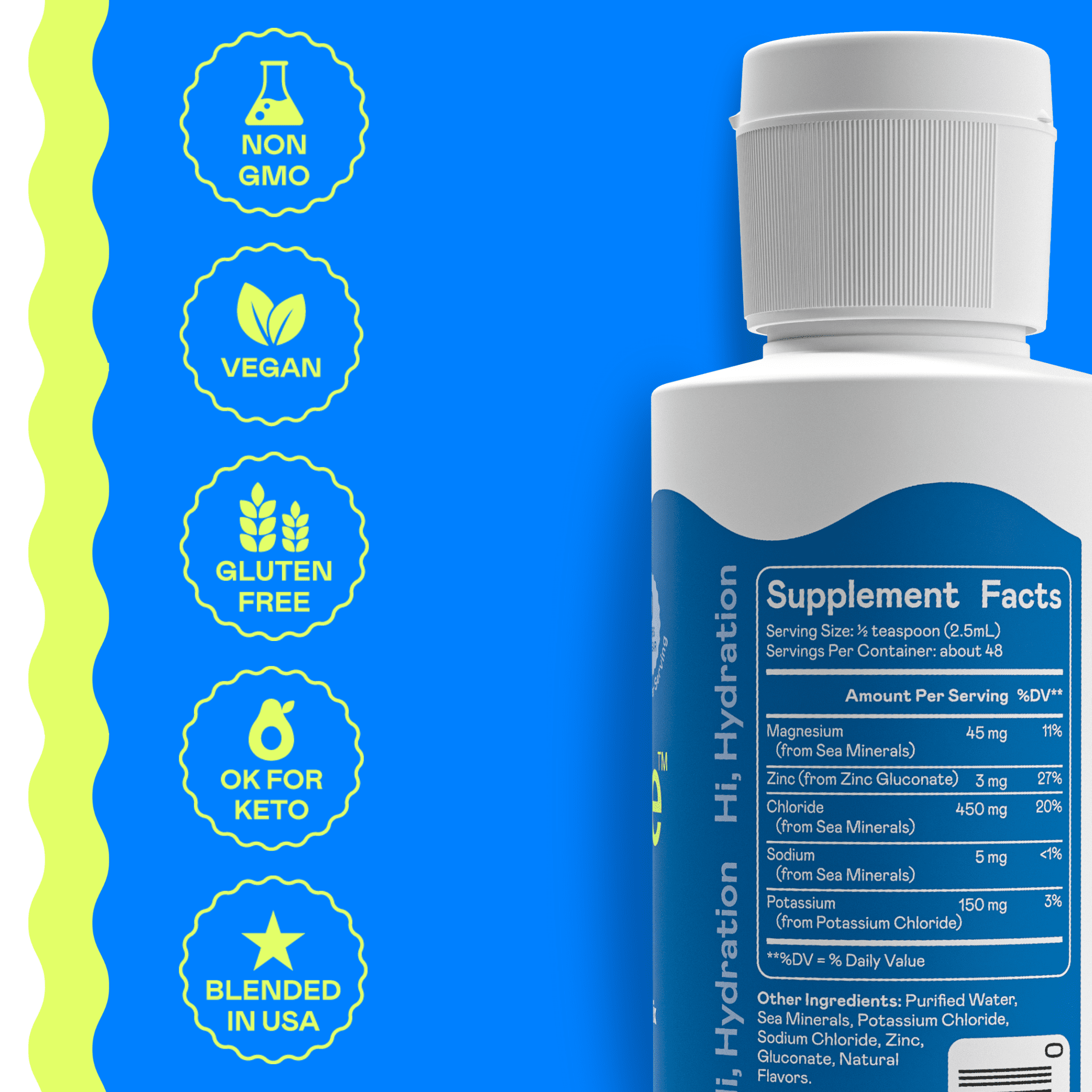 Hi-Lyte Daily Essentials Low Sodium Electrolytes Liquid Mix Unflavored 48 Servings