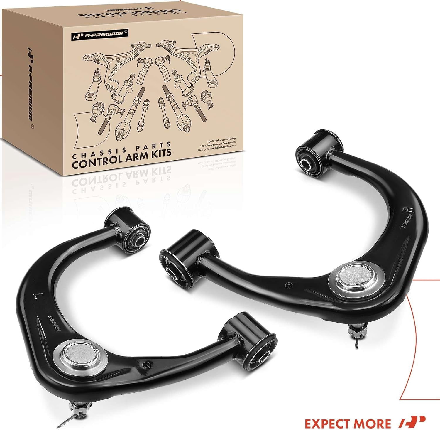 A-Premium Pair Front Upper Control Arm and Ball Joint Assembly Compatible with Toyota 4Runner 2003-2019 FJ Cruiser 2007-2014 Lexus GX460 GX470