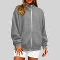 thumbnail image 2 of JPVDPA Waffle Jackets for Women Knit Bomber Jacket Full Zip Up Coats with Pockes Long Sleeve Fall Spring Outerwear Gray M, 2 of 6