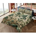 thumbnail image 4 of Ambesonne Leaf Print Fitted & Top Sheet Set with Shams, Swirling Branches Ivy, Pale Brown Hunter Green, 4 of 5