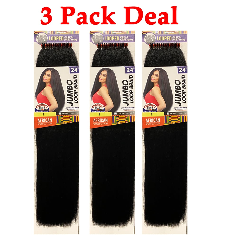 Sensationnel Synthetic Crochet Braids African Collection Jumbo Loop Braid  24” ( 3 Packs #4 Medium Brown ) - Walmart.com