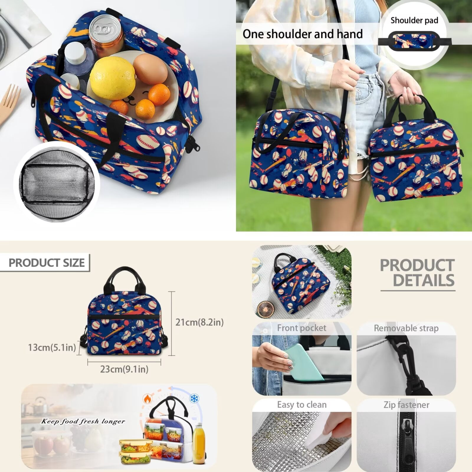 Pzuqiu Baseball Print Backpack for Boys 8-12 Kids School Bag with Lunch Box Pencil Case Lightweight Bookbag for Middle School 4pcs 17 Inch Kids Backpack Travel Bag