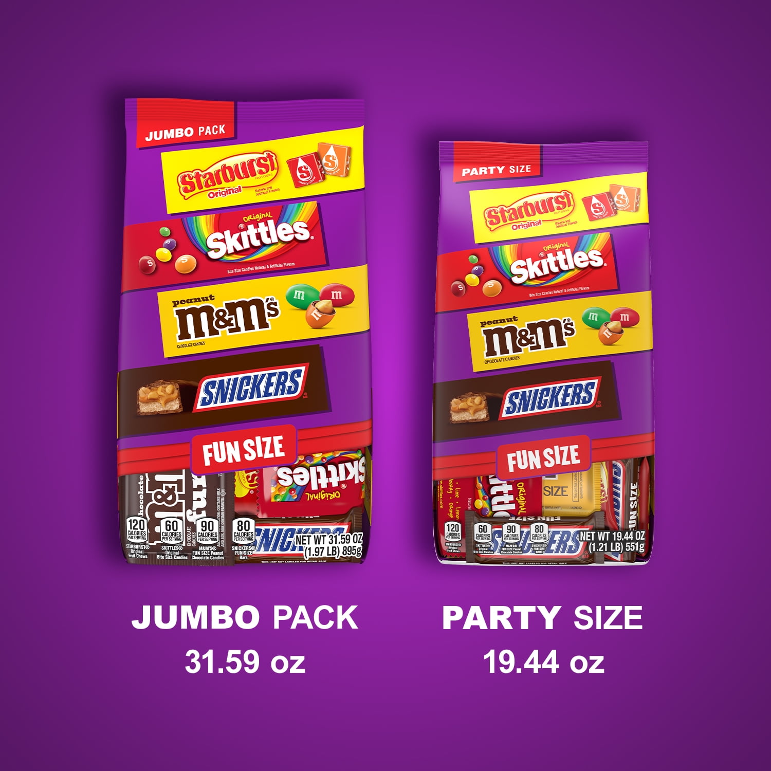 M&M's, Snickers, Skittles & Starburst Fun Size Candy, Party