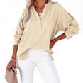 thumbnail image 4 of Linen Shirts for Women Long Sleeve V Neck Pullover Tops Button Down T Shirt Casual Fall Blouses, 4 of 4
