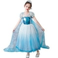 thumbnail image 2 of Elsa Robe pour Filles Enfants Robe de Princesse avec Cape Costume de Cosplay d'Halloween Déguisement de Fête d'Anniversaire, 2 of 5