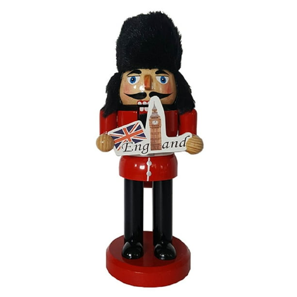 English Royal Guard Holding England Sign Wooden Christmas Nutcracker 10