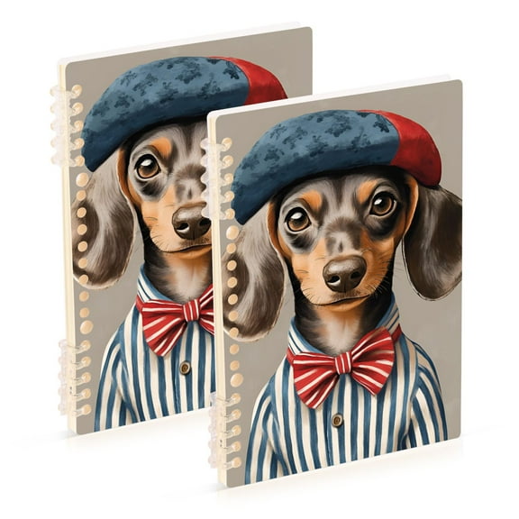FORMRS 1-Subject Spiral Notebook 8" x 5" College Ruled 60 Refillable Sheet, 2 Pack, Red Dog Artist
