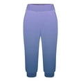 thumbnail image 4 of VERUGU Capri Pants for Women Casual Summer Pocket Elastic Waist Pant Taper Mid Waist Classic Gradient Color Print Loungewear Cropped Pants Loose Comfortable Workout Capris Sweatpants Blue 3XL, 4 of 7