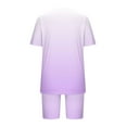 thumbnail image 3 of Womens Pajamas Two Piece Plus Size Lounge Sets Gradient Oversized Tshirt Slim Shorts Sleepwear Pjs Weekend Light Purple, 3XL, 3 of 5