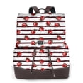 thumbnail image 1 of Balery Ladybugs on Black and White Striped1 Mochila de Cuero para Mujeres, Gran Capacidad, Bolsa de Viaje Multifuncional, Mochila de Cuero y Bolsa de Hombro para Mujeres, 1 of 4