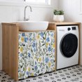 thumbnail image 3 of Blue Yellow Floral Spring Cabinet Curtain 35"Wx35"L,Dustproof Under Sink Skirt W/ Self Adhesive Tape,Summer Botanical Pastoral Green Cabinet Curtain Cover for Kitchen Sink,Bathroom Vanity, 3 of 9