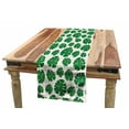 thumbnail image 1 of Tropical Table Runner, Repeating Concept of Monstera Leaves on a Background of Vertical Strips, Dining Room Kitchen Rectangular Runner, 3 Sizes, by Ambesonne, 1 of 2