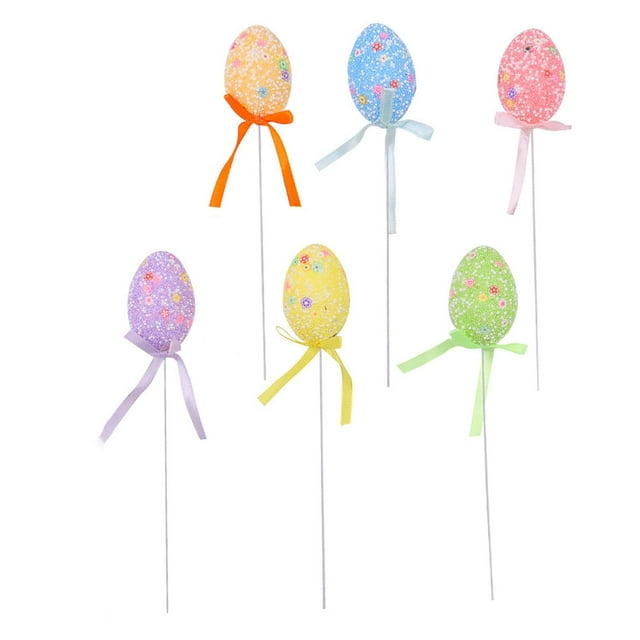 6 uds. de selecciones de huevos de Pascua, decoración de Pascua, manualidades, pastel original de espuma, arreglo Floral para jarrón para el hogar,
