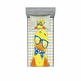thumbnail image 2 of Ambesonne Cartoon Fitted Sheet & Pillow Sham Set, Hipster Boho Cool Duck, Full, Orange Yellow Blue, 2 of 3