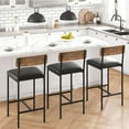thumbnail image 3 of Bar Stools Set of 2, Upholstered Bar Chairs with Back, 25.5 Inches Kitchen Bar Stools with Footrest, Thick Cushion, Counter Height Barstools for Island, Counter Bar, 3 of 7