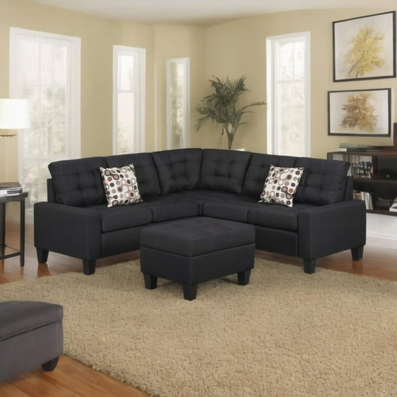 Modern Black Upholstered 6-Piece Sectional with Sturdy Wood Frame (220×80×75cm)